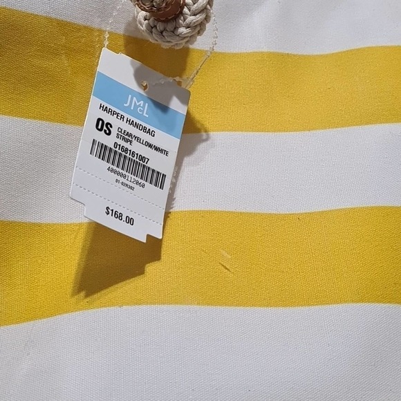 J. McLaughlin Harper Handbag‎ Yellow White Striped Tote Bag NWT - Picture 6 of 9